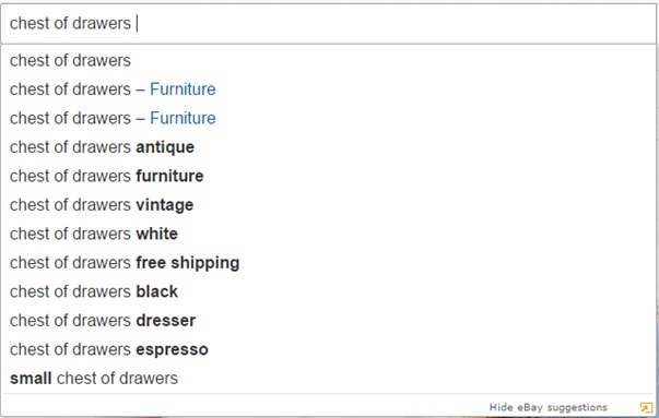 eBay Autocomplete