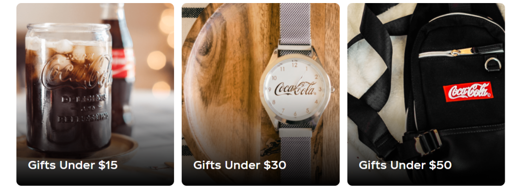 Coca Cola gift categories